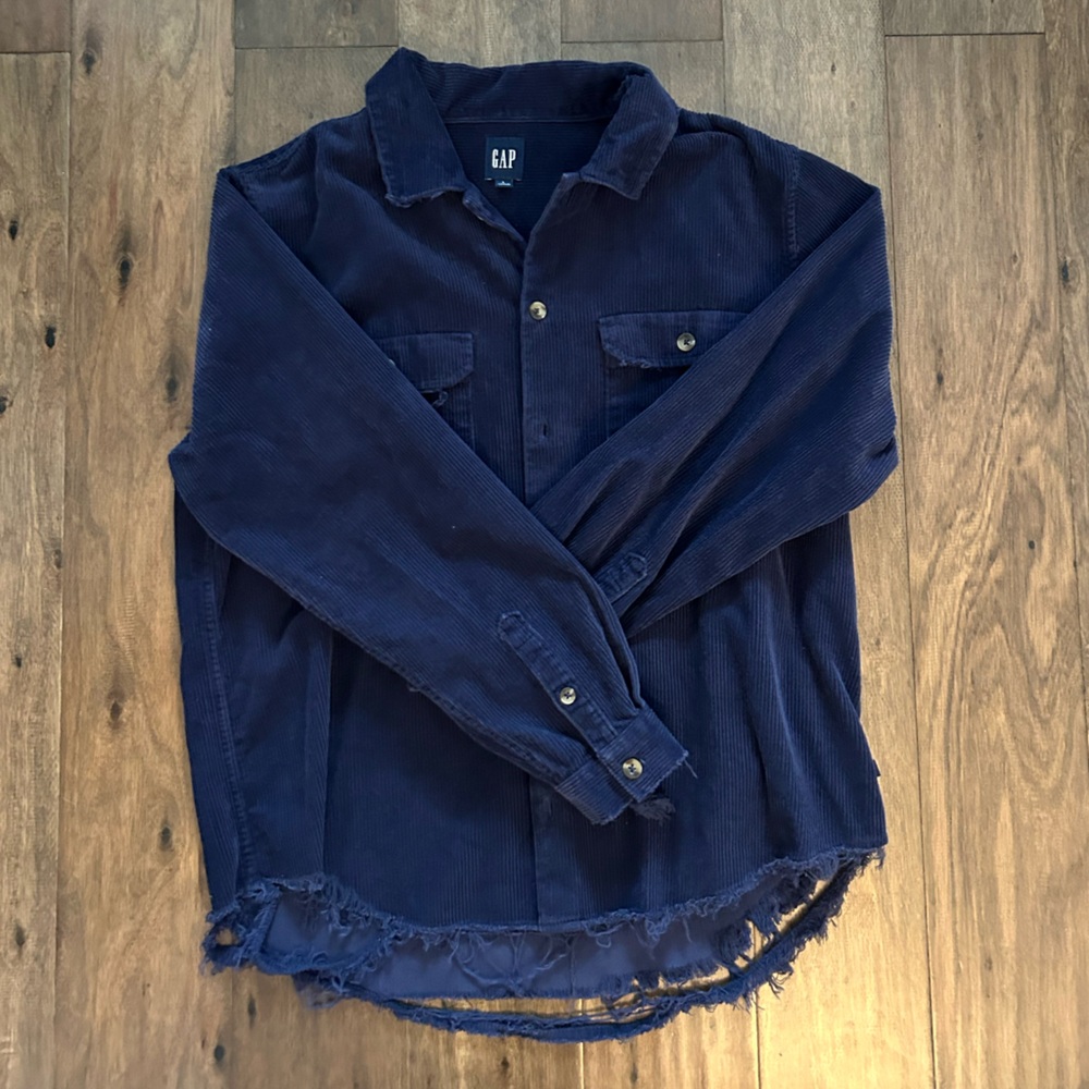 Gap Gapstudio Large Blue Corduroy Button-Up Shirt